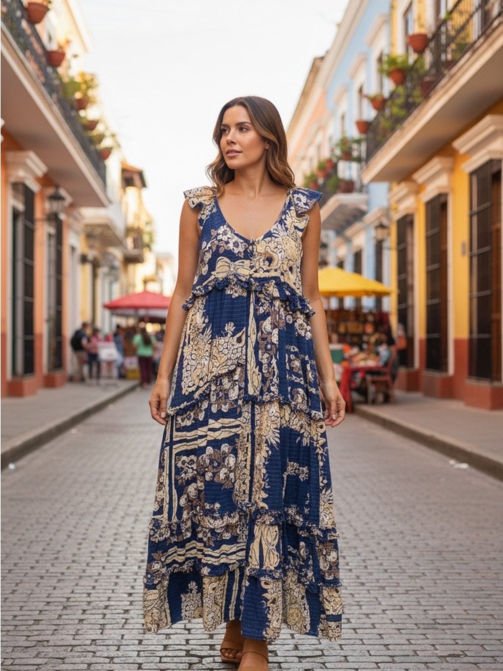 Urban Outfitters UO Magnolia Ruffle Maxi Dress Size 4 - Picture 1 of 11